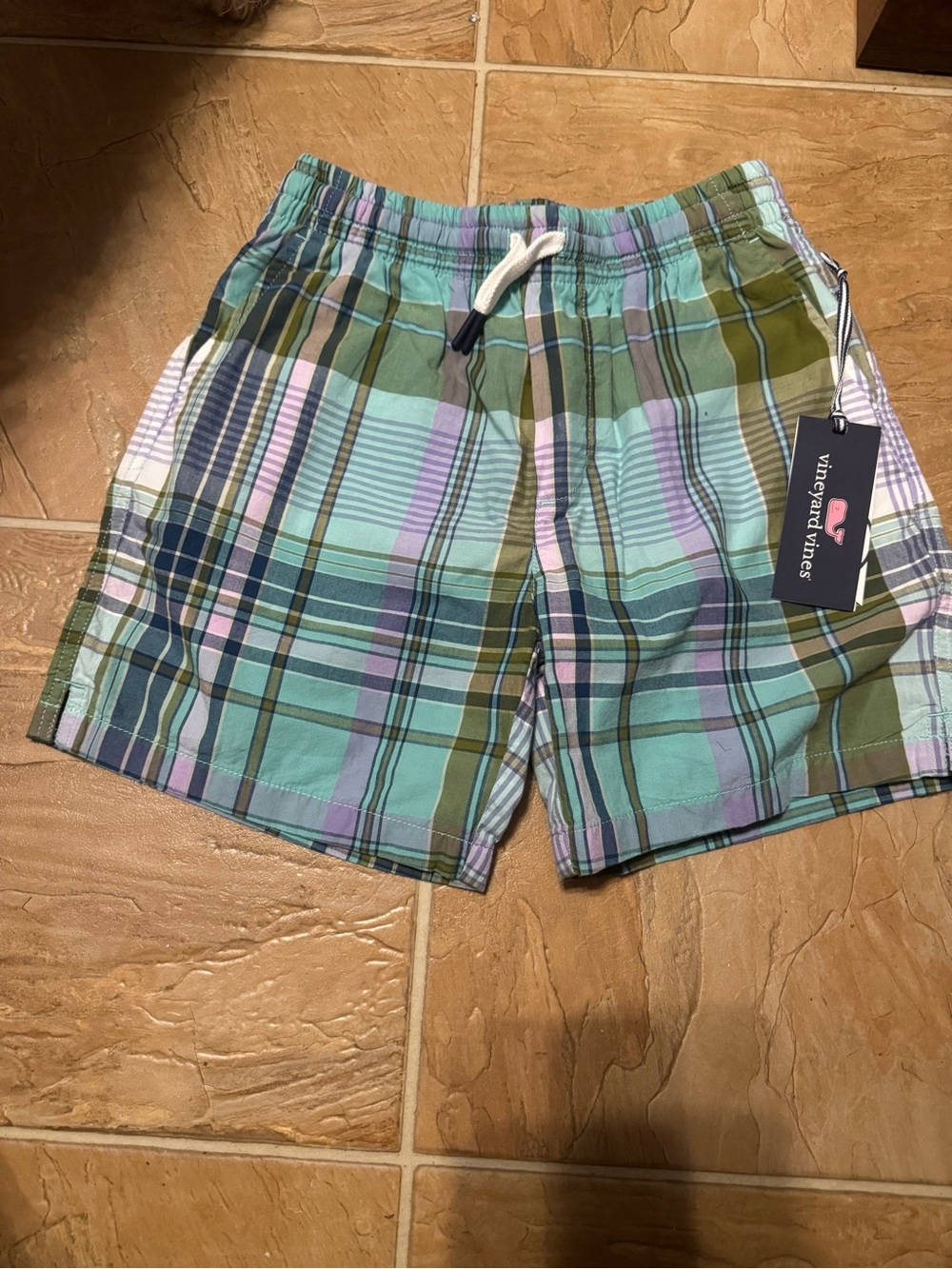 Vineyard Vines Plaid Shorts in Mint, Olive & Lavender